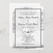 白黒ウィンターツリー結婚式招待状 招待状 (正面/裏面)