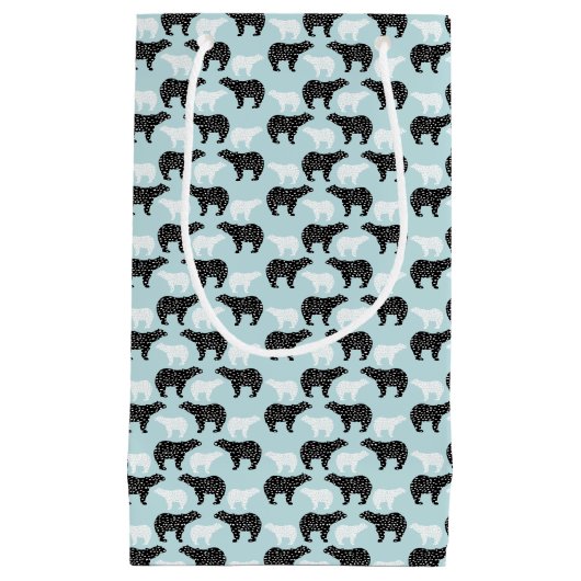 白黒ウィンターフォレストベア スモールペーパーバッグ (正面)