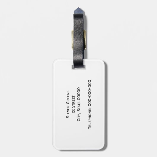 白黒ウィートローレルリースイニシャルモノグラム ラゲッジタグ (裏面縦)