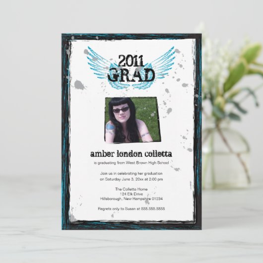 白黒ウインググランジ卒業招待状 招待状 (スタンド正面)