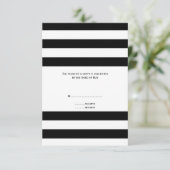 白黒ウェディングストライプのRSVP 出欠カード (スタンド正面)