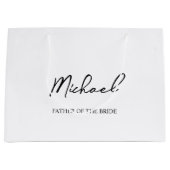 白黒ウェディングパパーソナライズされたーティー名ギフト ラージペーパーバッグ (正面)