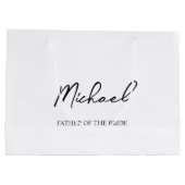 白黒ウェディングパパーソナライズされたーティー名ギフト ラージペーパーバッグ (裏面)