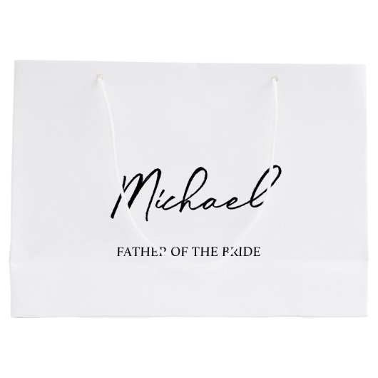 白黒ウェディングパパーソナライズされたーティー名ギフト ラージペーパーバッグ (裏面)