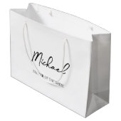 白黒ウェディングパパーソナライズされたーティー名ギフト ラージペーパーバッグ (裏面アングル)