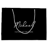 白黒ウェディングパパーソナライズされたーティー名ギフト ラージペーパーバッグ (裏面)