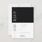 白黒ウェディングモダンRSVPカード 出欠カード (正面)