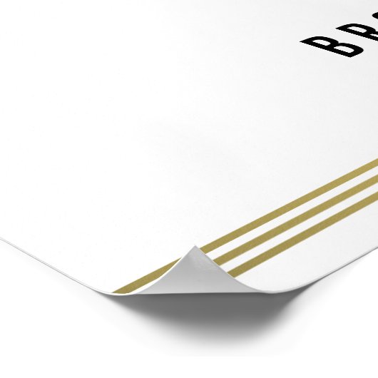 白黒ウェディングレセプションのサイン金ゴールド18x24 ポスター (角)