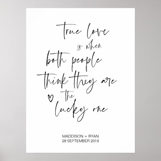 白黒ウェディングレセプションウェルカムサイン ポスター (正面)