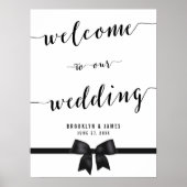 白黒ウェディングレセプションサインプリント18x24 ポスター (正面)