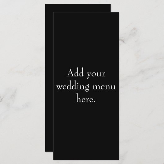 白黒ウェディングレセプションメニューカード メニュー (正面/裏面)