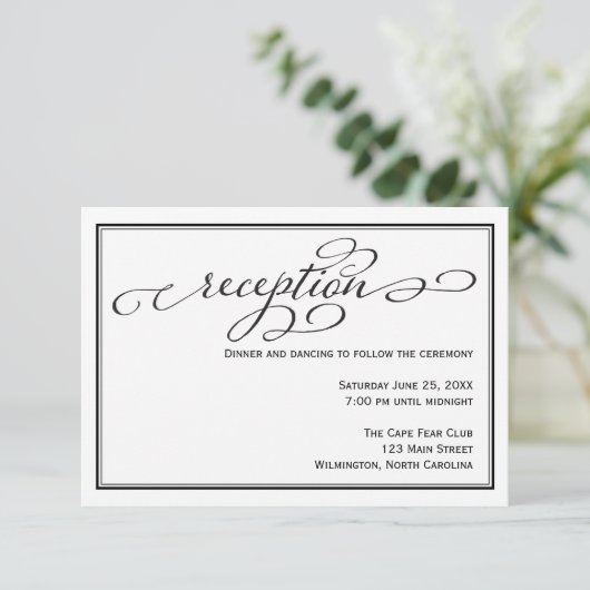 白黒ウェディングレセプション詳細カード エンクロージャーカード (スタンド正面)