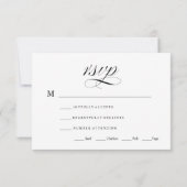 白黒ウェディング伝統的RSVPカード 出欠カード (裏面)