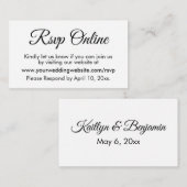 白黒ウェディングRSVPオンラインエレガントシンプル エンクロージャーカード (正面/裏面)