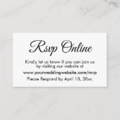 白黒ウェディングRSVPオンラインエレガントシンプル エンクロージャーカード (正面)