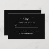 白黒ウェディングRSVPカード 出欠カード (正面/裏面)