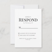 白黒ウェディングRSVP 出欠カード (正面)