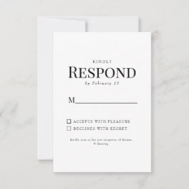 白黒ウェディングRSVP 出欠カード