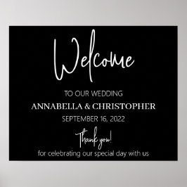 白黒ウェルカムエレガントミニマシンプルリスト ポスター