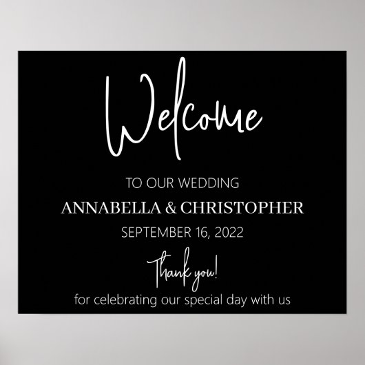 白黒ウェルカムエレガントミニマシンプルリスト ポスター (正面)