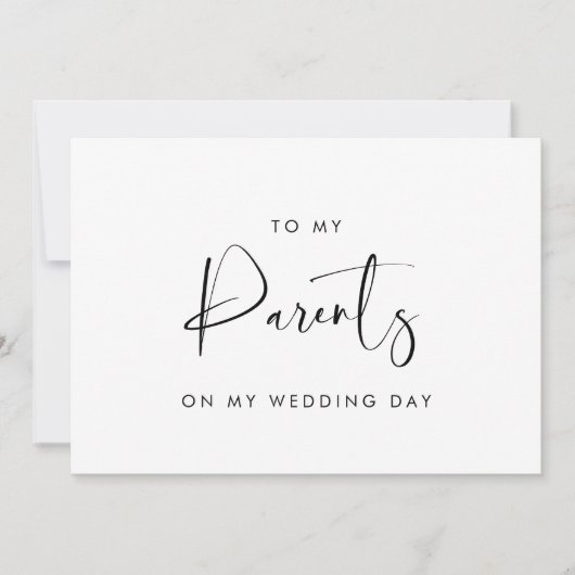 白黒ウエディングデイカードの両親に 招待状 (正面)