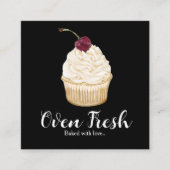 白黒ウォーターカラーカップケーキベーカリー スクエア名刺 (正面)