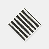 白黒ウォーターストライプカラー金ゴールドグリッター星 スタンダードカクテルナプキン (角)