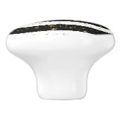 白黒ウォーターストライプカラー金ゴールドグリッター星 セラミックノブ (側面)