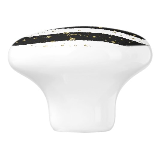 白黒ウォーターストライプカラー金ゴールドグリッター星 セラミックノブ (側面)