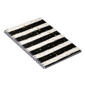 白黒ウォーターストライプカラー金ゴールドグリッター星 ノートブック (右側)