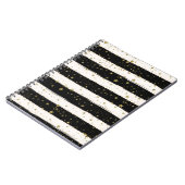 白黒ウォーターストライプカラー金ゴールドグリッター星 ノートブック (左側)