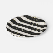 白黒ウォーターストライプカラー金ゴールドグリッター星 ペーパープレート (アングル)