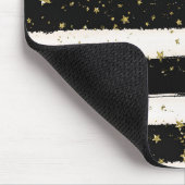 白黒ウォーターストライプカラー金ゴールドグリッター星 マウスパッド (コーナー)