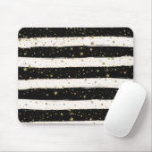 白黒ウォーターストライプカラー金ゴールドグリッター星 マウスパッド (マウス)