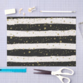 白黒ウォーターストライプカラー金ゴールドグリッター星 薄葉紙 (クラフト)