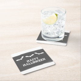 白黒ウォーター色こうもりハロウィーン スクエアペーパーコースター
