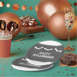 白黒ウォーター色こうもりハロウィーン ペーパープレート