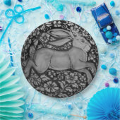 白黒ウサギデザイナー紙プレート ペーパープレート (パーティー)