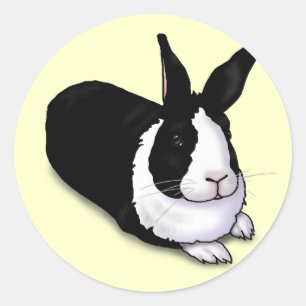 白黒ウサギ ラウンドシール