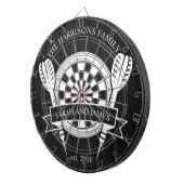 白黒ウッドファミリー名前をカスタムする結婚 ダーツボード (正面右)