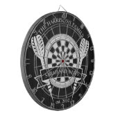 白黒ウッドファミリー名前をカスタムする結婚 ダーツボード (正面左)