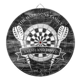 白黒ウッドファミリー名前をカスタムする結婚 ダーツボード