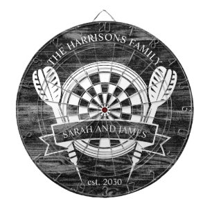 白黒ウッドファミリー名前をカスタムする結婚 ダーツボード