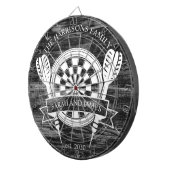 白黒ウッドファミリー名前をカスタムする結婚 ダーツボード (正面右)