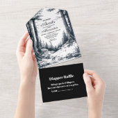 白黒ウッドランドアドベンチャーベビーシャワー オールインワン招待状 (貼ってはがせる)