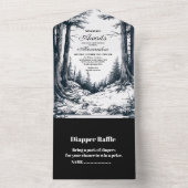 白黒ウッドランドアドベンチャーベビーシャワー オールインワン招待状 (内側)