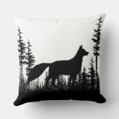 白黒ウッドランドパインフォレストキツネ クッション (裏面)