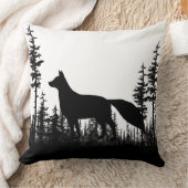 白黒ウッドランドパインフォレストキツネ クッション (ブランケット)