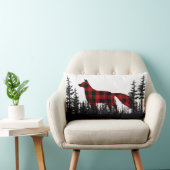 白黒ウッドランドフォレストバッファロープレイドキツネ ランバークッション (椅子)