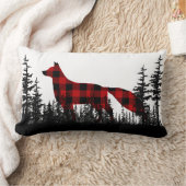 白黒ウッドランドフォレストバッファロープレイドキツネ ランバークッション (ブランケット)